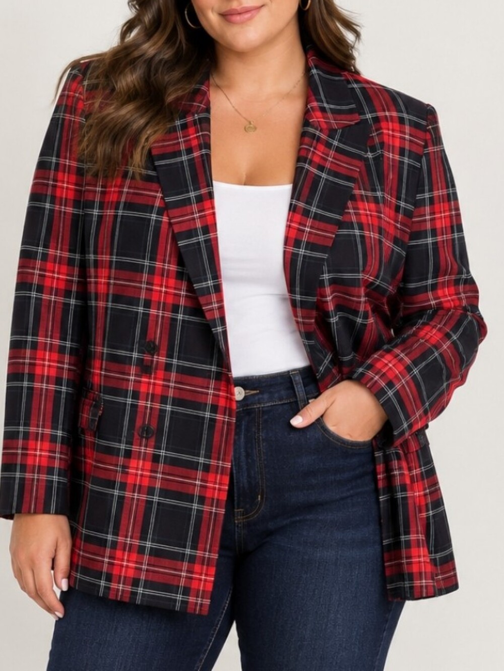Express tartan plaid button front preppy holiday school girl blazer size xl NWT